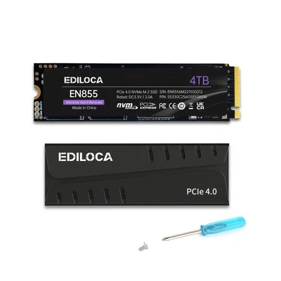 Ediloca M.2 SSD 1 TB 2 TB 4 TB NVMe PCIe Gen4 PS5 SSD Disco Duro con Disipador de Calor