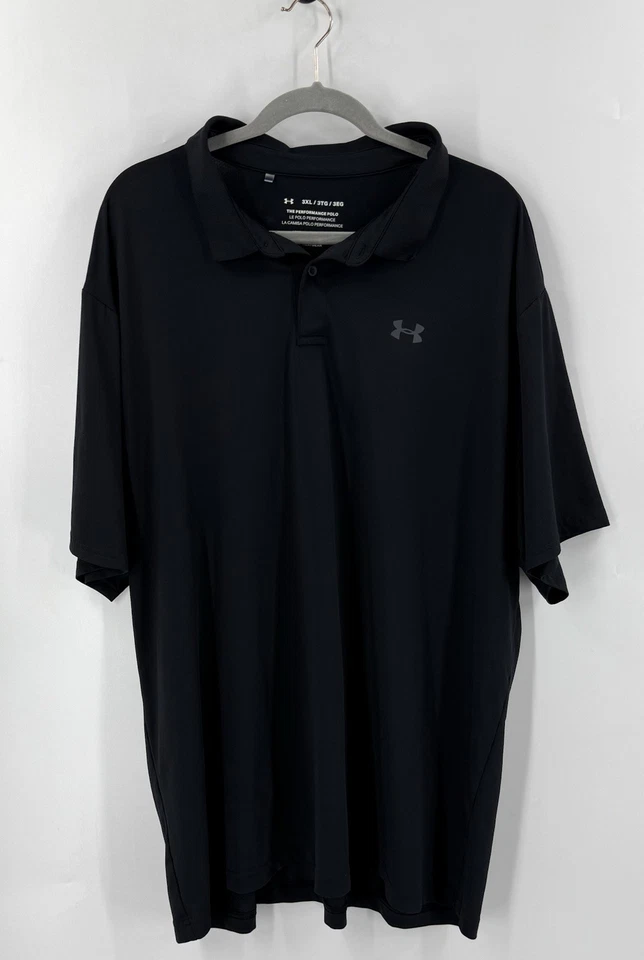 Under Armor Mens Black Performance Polo Shirt Size 3XL Collared Short Sleeve - Image 4 of 4