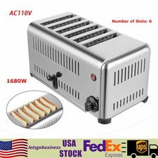6-Slice Toaster Silver Pop-Up Electric Toaster Stainless Steel 6 Slots Toaster