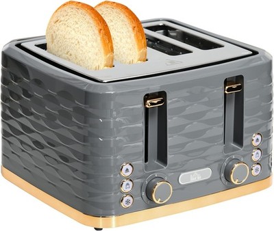 4-Scheiben-Toaster mit 7 Bräunungsstufen, High Lift, Einheitsgröße, grau