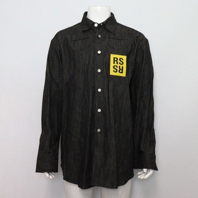 Raf Simons Hemdjacke Baumwolle schwarz Logo Patch Herren AA57388 152318723