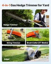 NEW Gas Hedge Trimmer, 2 Cycle Gas Power Handheld Hedge Trimmer, 4-in-1 26cc We