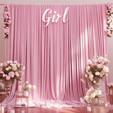 2 Panels 5ft X 10ft Pink Backdrop Curtains for Party - Wrinkle Free Polyester...