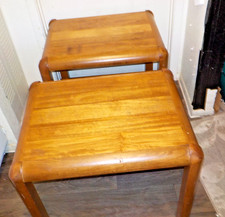 1960s Mid-Century Lane Parson Style End Side Tables Pair Oak/Maple/Walnut