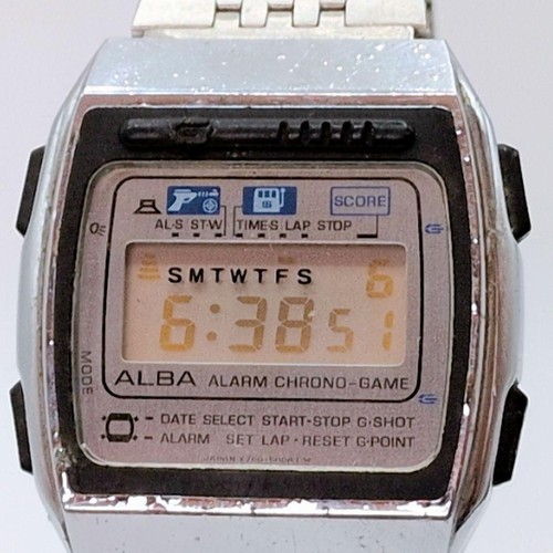 SEIKO ALBA ALARM CHRONO-GAME Y760-5000 Digital Watch From Japan