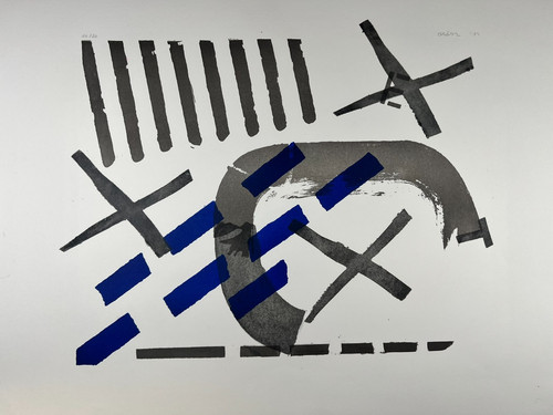 Friedrich Gräsel Elemental Sign Graphic Signed 1992 Abstract Minimalist