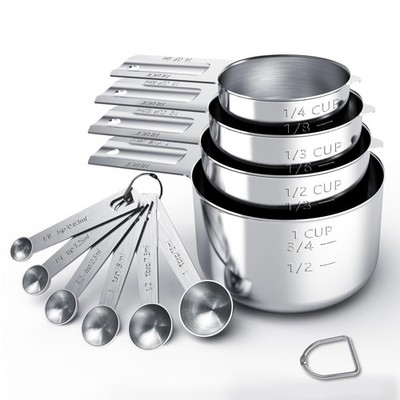 Stainless Steel Measuring Cups & Spoons Set, Cups and Spoons,Kitchen Gadgets ...