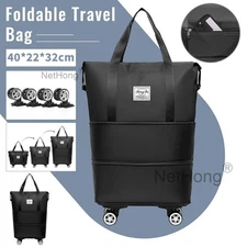 Rolling & Expanlable Travel Luggage Wheeled Trolley Holdall Suitcase Duffle Bag