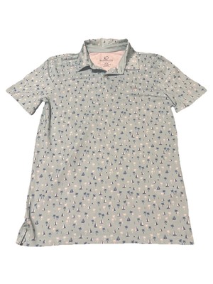 Southern Tide Kids' Polo, Palm Tree And Sail Boat Design, Size L