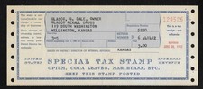 US Revenues; Special Tax Stamp; Opium, Coca Leaves, Marihuana, Etc.; $3 FYE 1962