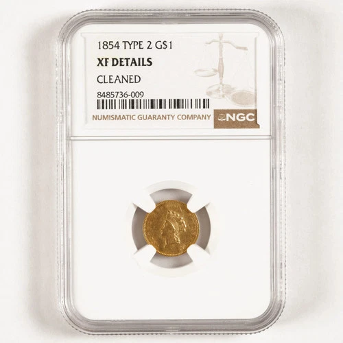 1854 Type-2 Liberty Head Gold Dollar $1 XF Details NGC 31395