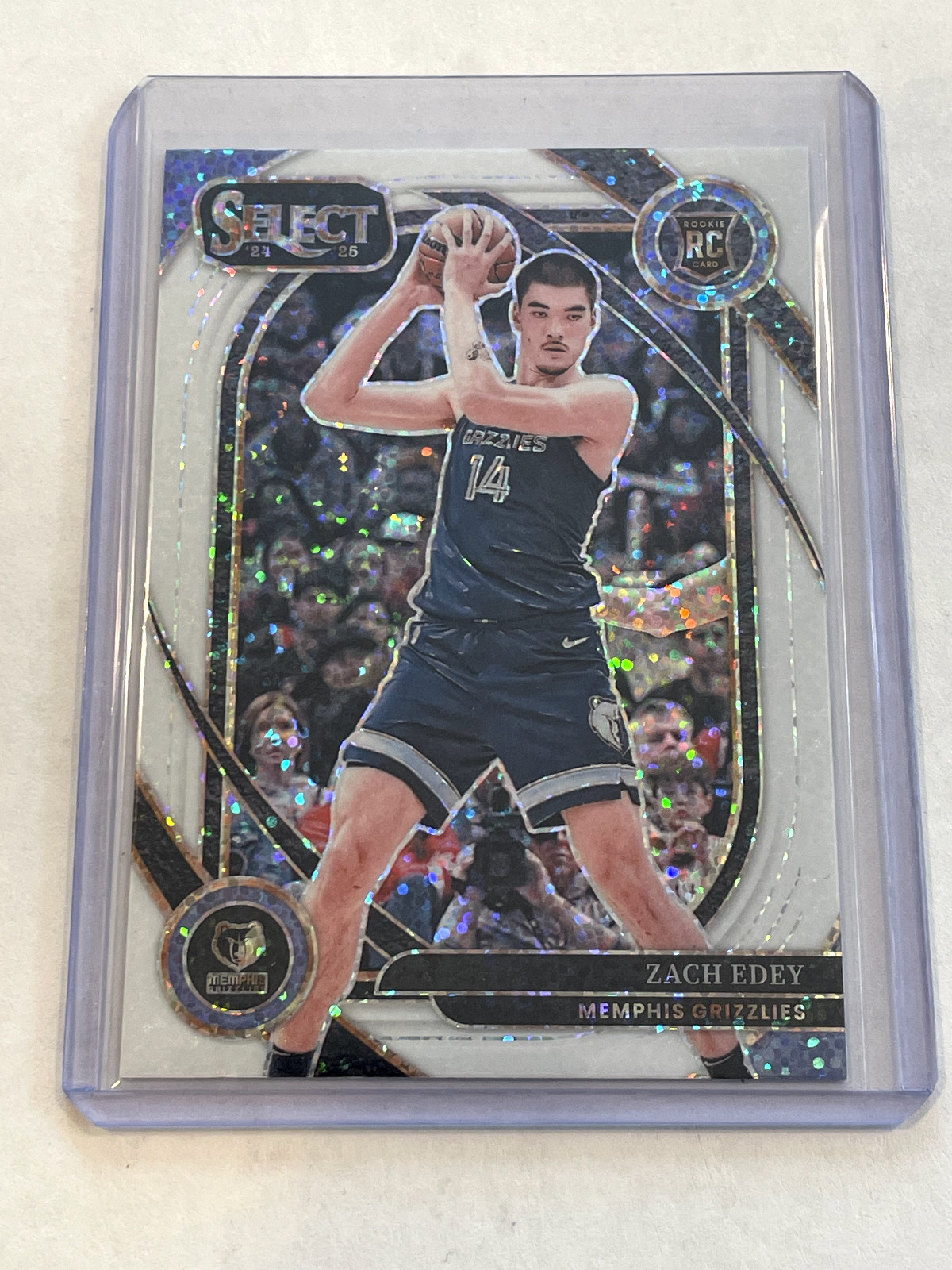 2024-25 Panini Select Zach Edey RC Rookie WHITE SPARKLE SSP Courtside Grizzlies