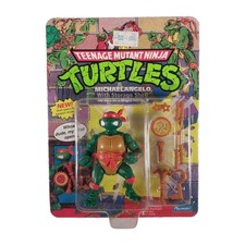 TMNT Michaelangelo w Storage Shell Action Figure 1991 Playmates Unpunched NEW