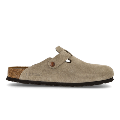 Birkenstock Boston Suede Taupe Soft Footbed Clogs Men display picture 1