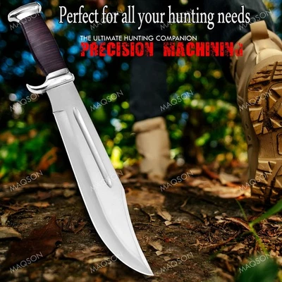 MAQSON XXL Bowie Messer 440A Stahl Bestpreis Damast Messer Outdoor Camping maq3101