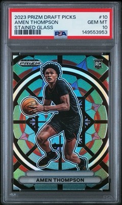 Rare PSA 10 2023 PRIZM AMEN THOMPSON Silver STAINED GLASS #10 CASE