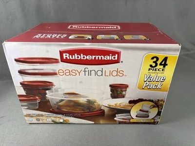 Rubbermaid Easy Find Lids 34 Piece Set of Plastic Food Containers & Lids Red NEW