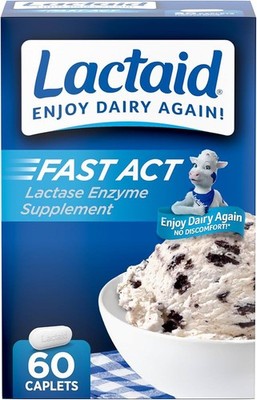 10x - 60 caplets Packs - Lactaid Fast Act Lactose Relief Pills - Expires 11/2027