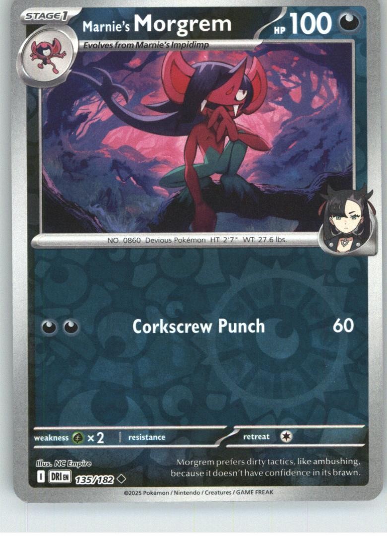 Marnie's Morgrem 135/182 Uncommon Destined Rivals Pokemon Reverse Holo Near Mint