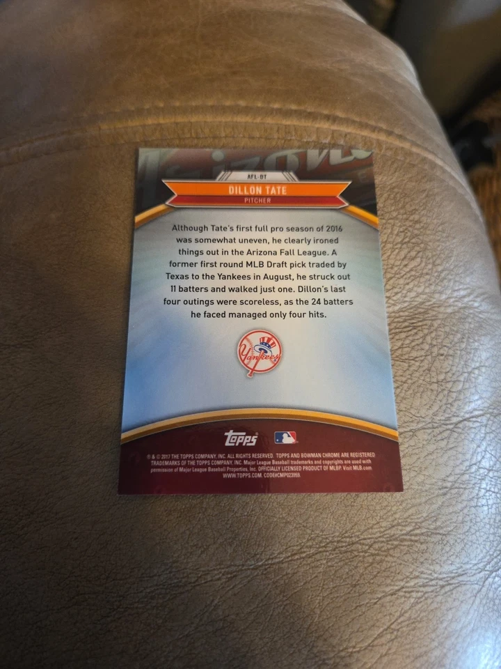 Dillon Tate 2017 Bowman Chrome 2016 Arizona Fall League Fall Stars #AFL-DT - Image 2 of 2