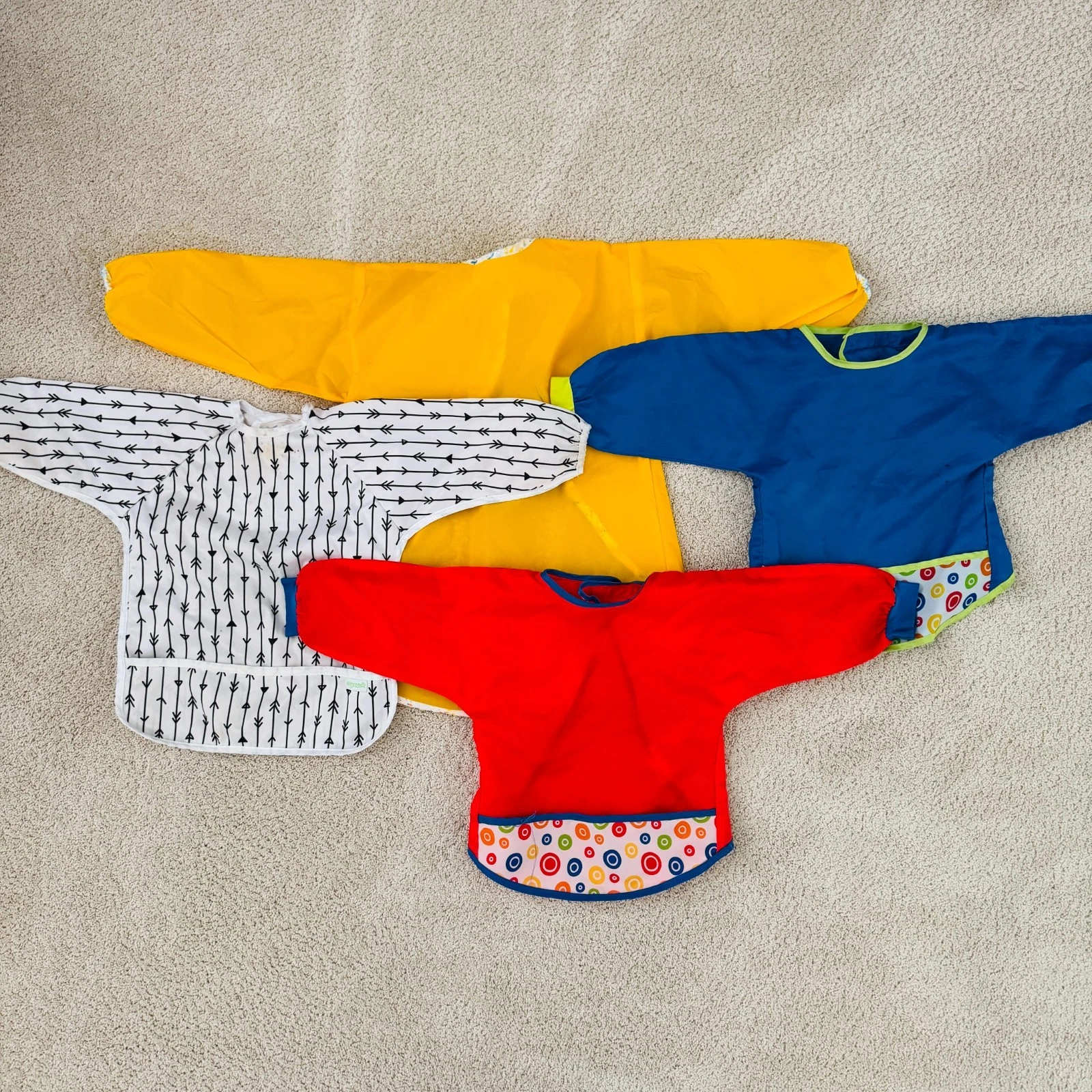 Bundle of Four Toddler Artist Smocks Wearable Long Sleeve Bib Capes Waterproof B