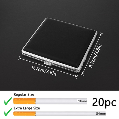 Leather Cigarette Case, Thin Metal Cigarette Case, 20 Capacity for Regular,  Elas