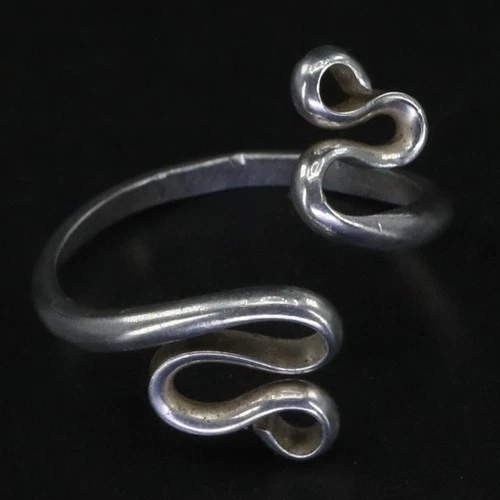 VTG Sterling Silver - MODERN Wavy Swirl Cuff Ring Size 6 - 1.5g