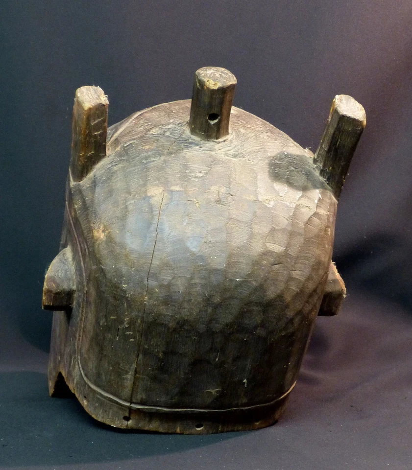 D Art Africain 1930 masque casque sorcier Cuba Congo 1.2kg35cm beaux volumes - Photo 4/4