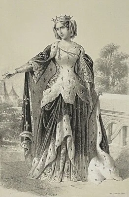 Constance d'Arles (974-1032) Reine de France lithographie de 1848 XIXe Provence - Photo 1/3