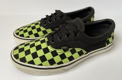 vans Neon Green Black Checkerboard lace 