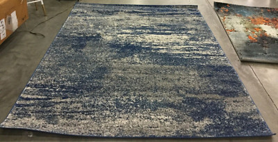 NAVY / IVORY 6'-7'' X 9' Broken Thread Rug, Reduced Price 1172635221 EVK272A-6