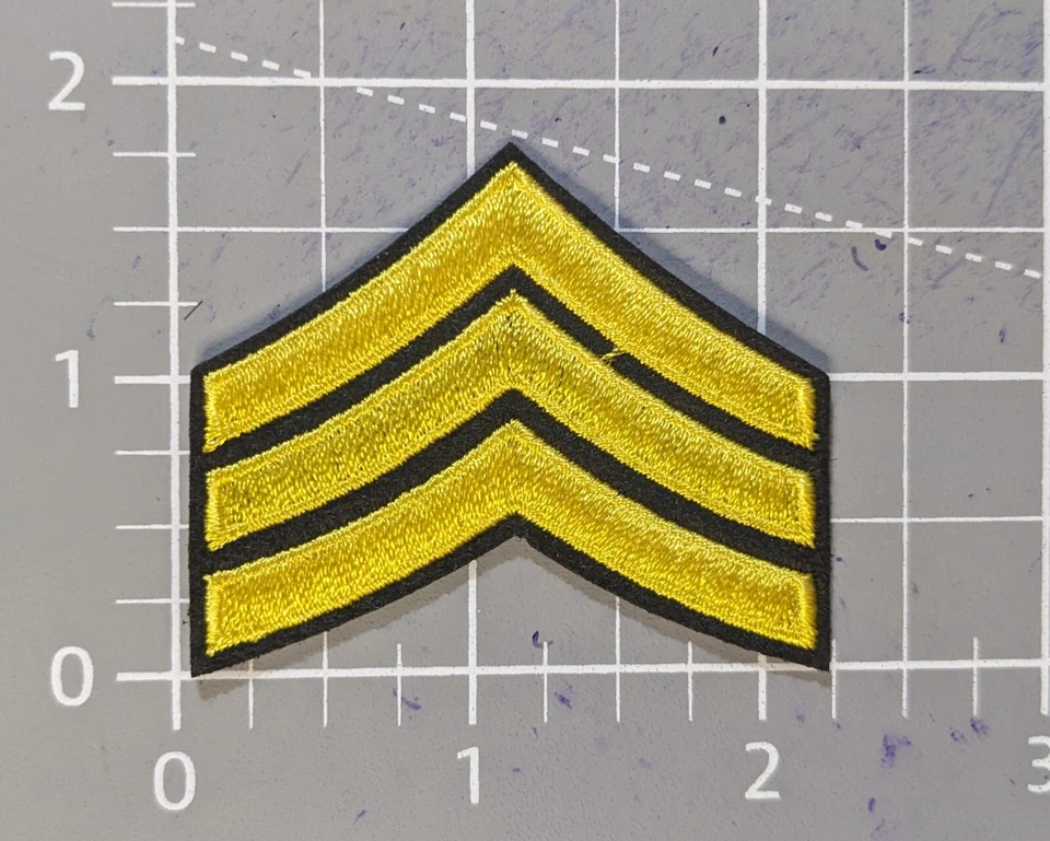 Sergeant Patch Army Chevrons Sgt Embroidered Iron On 1.75x2.25" Two Pieces - Image 2 of 3