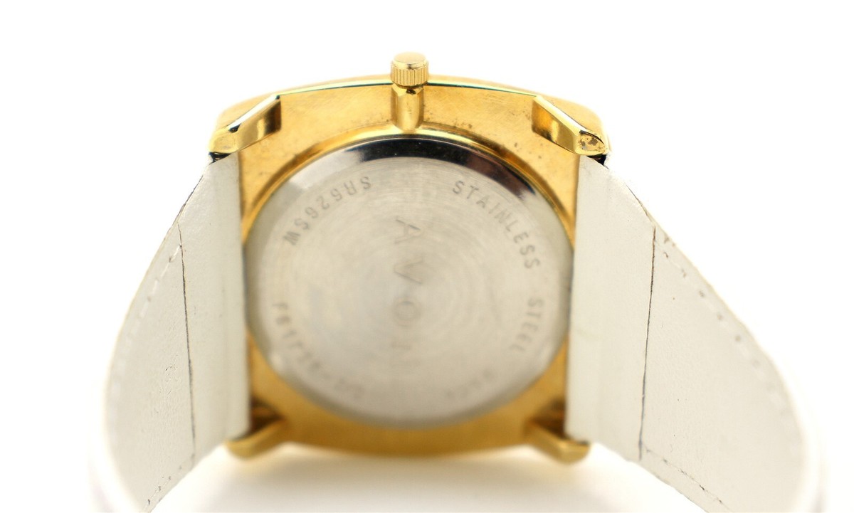 Avon F61739-7 Genuine Leather Gold Tone Case Quartz Women