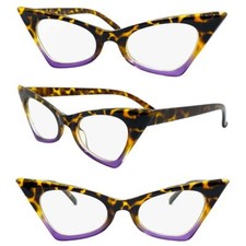 Womens Classic Elegant Retro Cat Eye Clear Lens EYE GLASSES Funky Tortoise Frame
