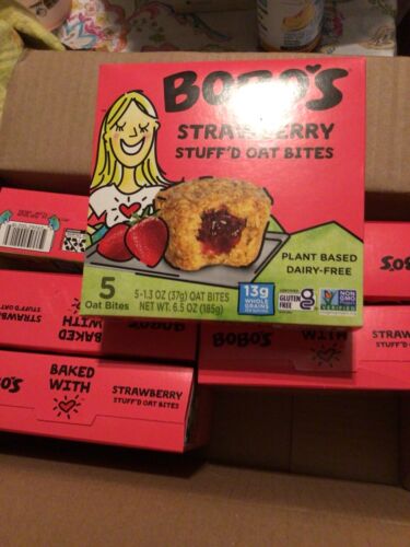New Bobo’s Oat Bites Strawberry 6 cases of 5 each Exp 6/25