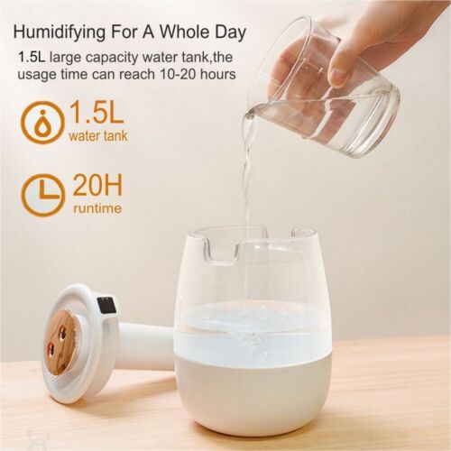 1500ml Humidifiers for Bedroom Ultrasonic Warm Cool Mist LED Humidifier Top Fill - Picture 4 of 12