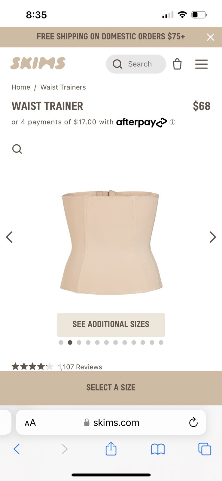 SKIMS Waist Trainer 4X Clay with Neoprene Bag | eBay