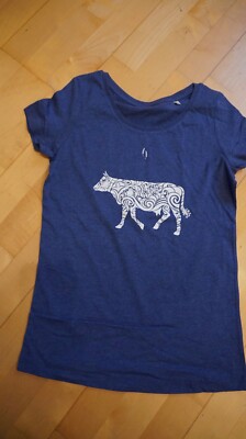 T-SHIRT von  agridio BIO Baumwolle NEU ! Kuh-Ornament/Siebdruck Gr.M blau  NEU  