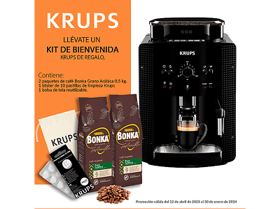 Krups Roma Negra con Jarra de Leche 1400W Cafetera Espresso Automática