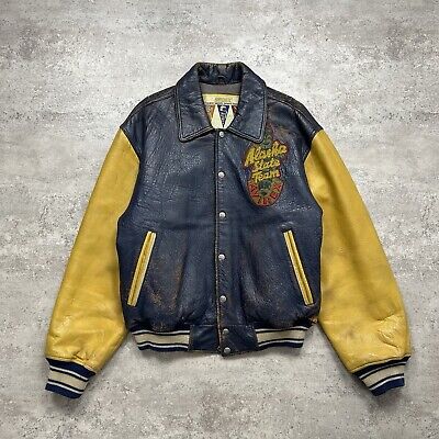 VTG 90s AVIREX ALASKAN WILD BEARS LEATHER VARSITY BOMBER VTG 90s AVIREX ALASKAN WILD BEARS LEATHER VARSITY BOMBER