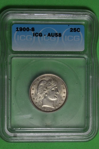 1900-S ICG AU58 Barber Quarter #B36707