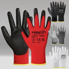 24 PAIRS PU COATED SAFETY WORK GLOVES GLOVE GARDEN GRIP MENS BUILDERS GARDENING