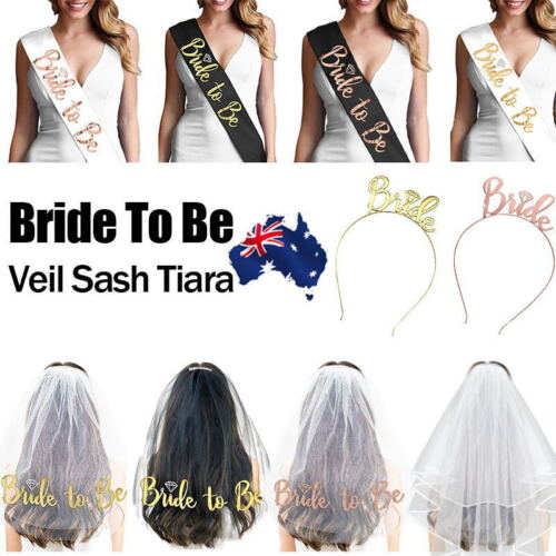 Bride To Be Hen Veil Sash Tiara Hens Night Bridal Shower Kitchen Tea Accessories - Picture 1 of 30