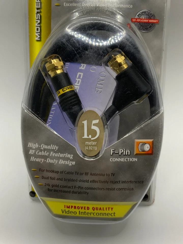 NEW IN BOX  Monster Cable Standard Video Cable F-pin 1.5m 4.92 ft. High Quality - Image 2 of 4