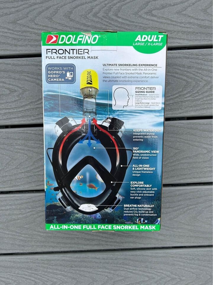 DOLFINO FRONTIER FULL FACE SNORKEL MASK LARGE/XLARGE eBay