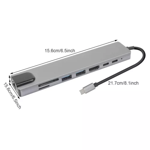 8 in 1 Multiport USB-C Hub Type C To USB 3.0 4K Adapter For Macbook Pro/Air US - Picture 17 of 17