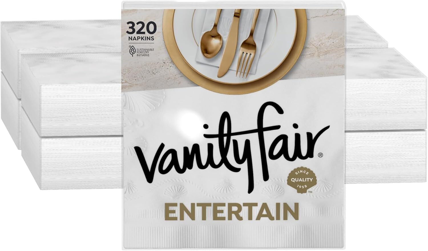 Vanity Fair Entertain Paper Napkins, 320 Count, Disposable Napkins Made For And