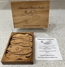 Fisherman's Dilemma Wooden Puzzle by Creative Crafthouse made in Florida USA