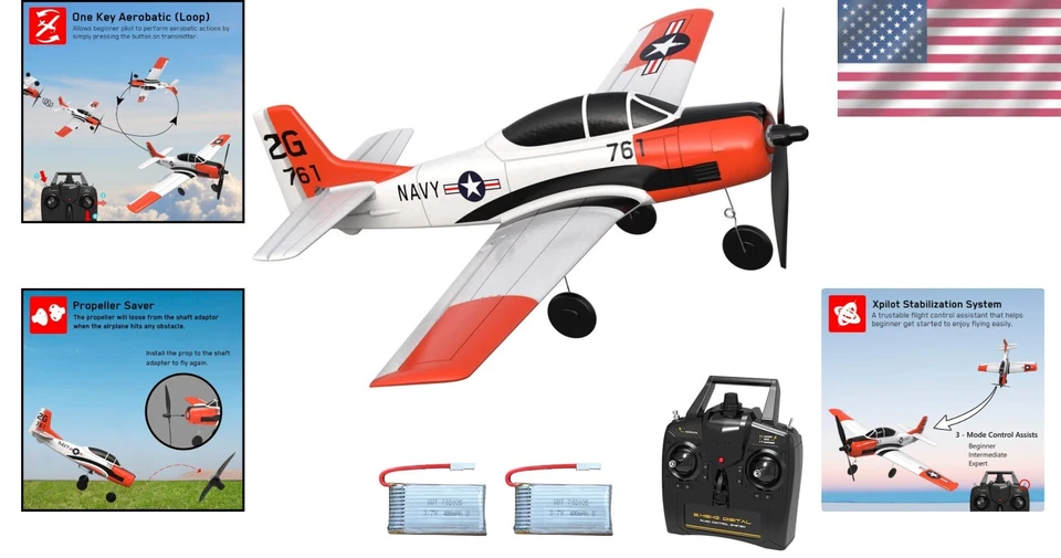 Lightweight RC Plane for Beginners - T28 Trojan with Long Battery & Easy Control - Image 2 of 4