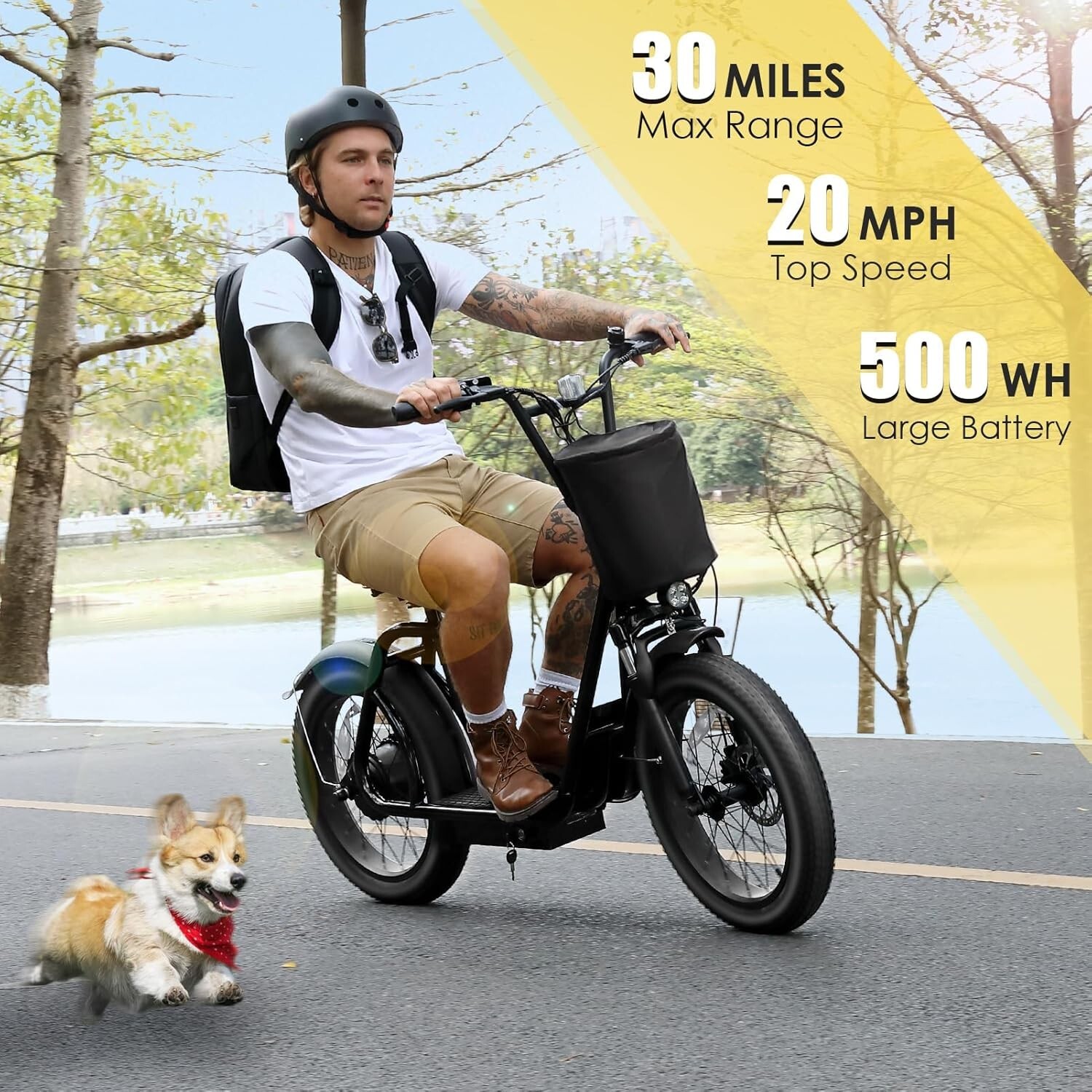 Foldable Electric Scooter for Adults with Seat & Carry Basket - E-Moped Style